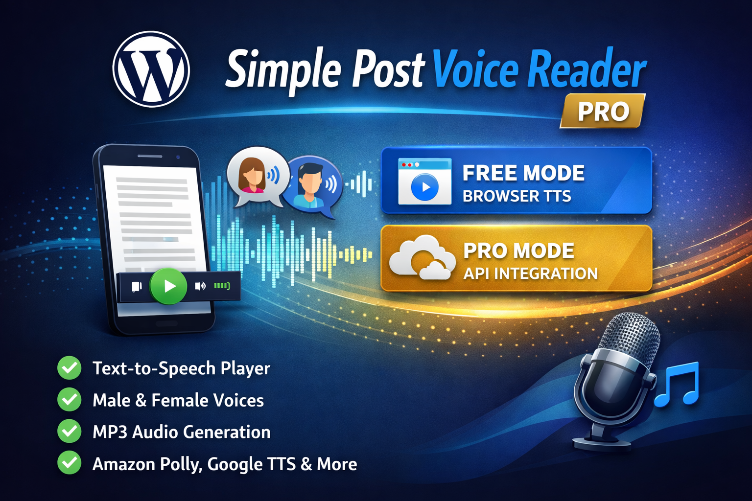 Simple Post Voice Reader PRO – Lettore vocale WordPress