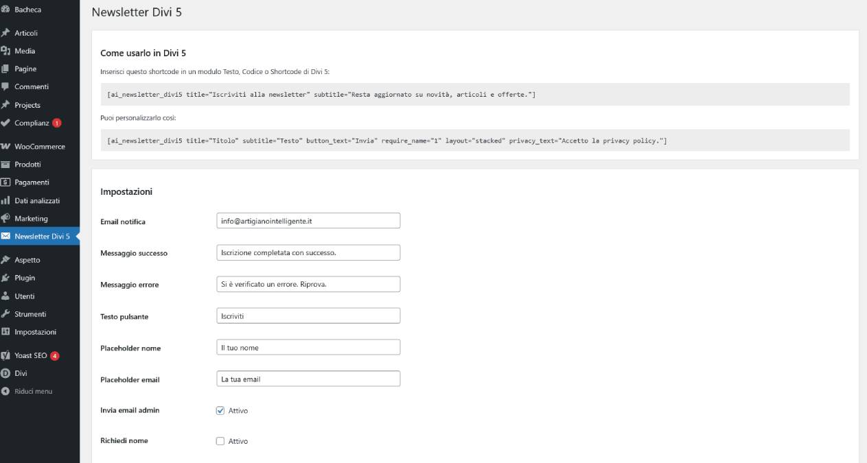 Newsletter Divi 5